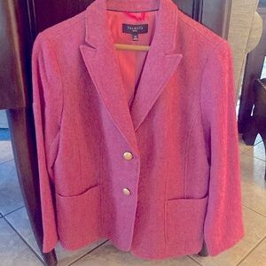 Talbots 14P pink jacket with a subtle grey pattern.